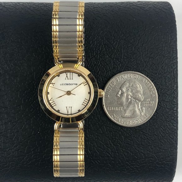 NEW - Liz Clairborne Two Tone Stretchy Flex Band Watch Minimalist Quiet Luxury - Picture 9 of 11